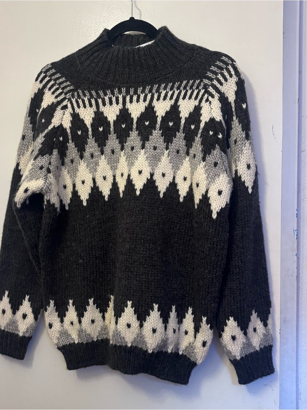 Anthropologie Sadie & Sage Gray Fair Isle Knit Sweater